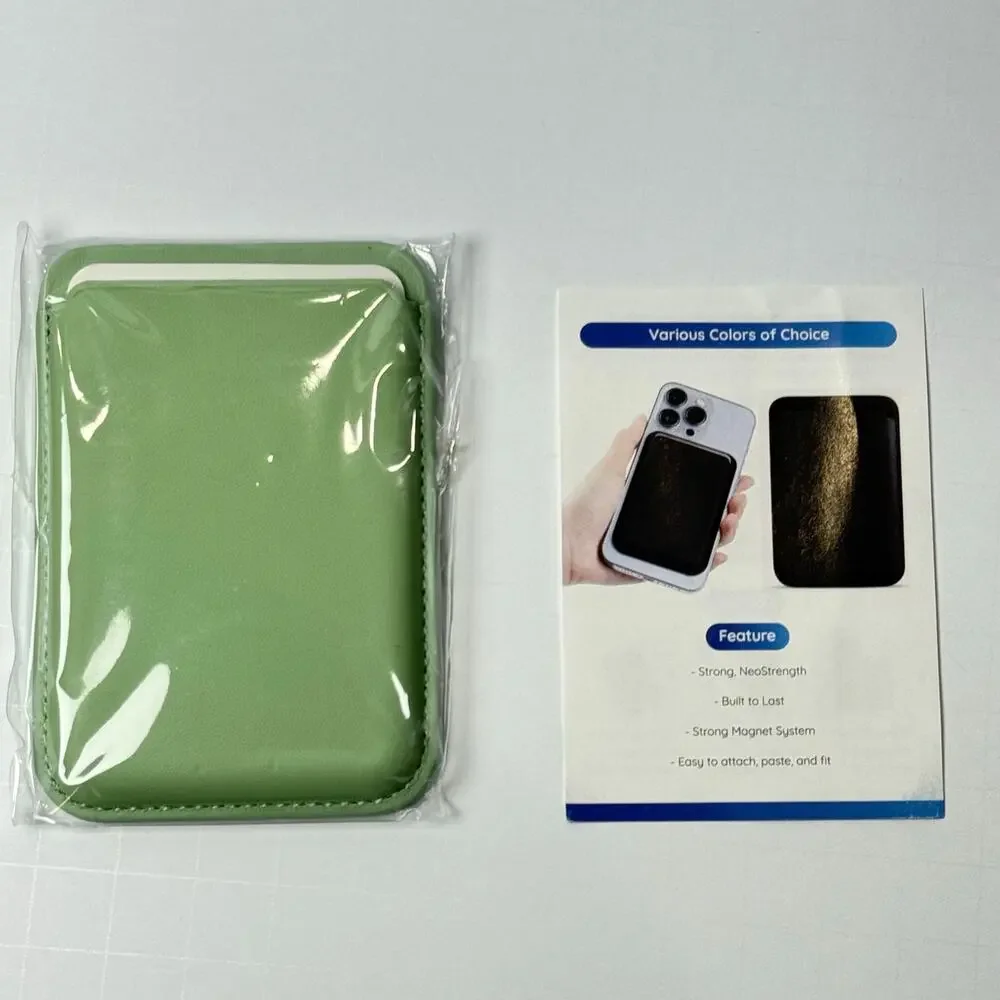 Magnetic Phone Case Wallet Detachable Card Holder & Stand Green PU Leather NEW